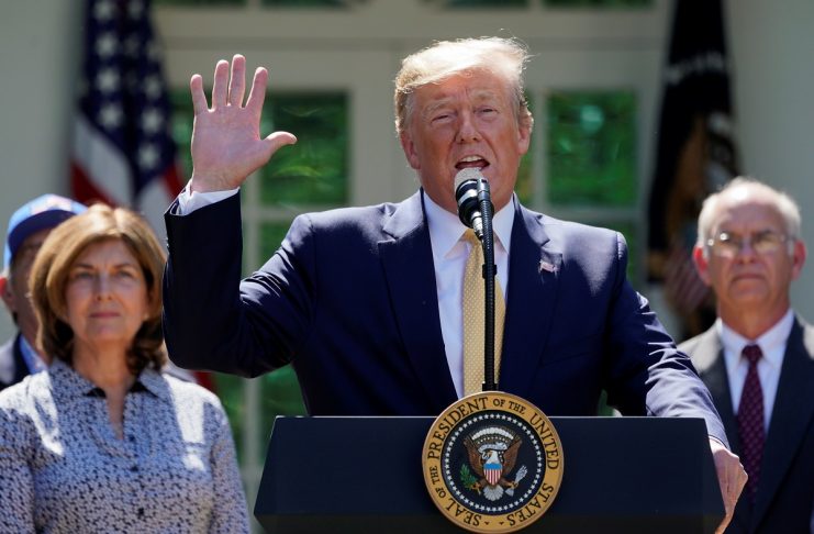 U.S. President Trump hosts event  about health coverage options for small businesses and workers during an event in the Rose Garden of the White House in Washington