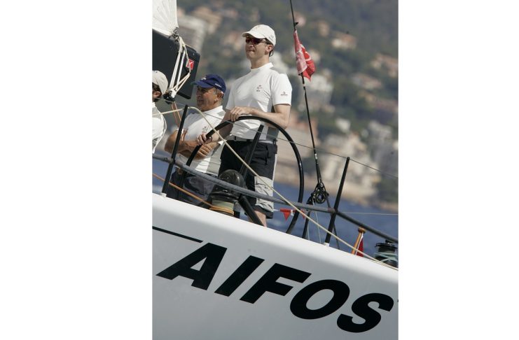Spanish Prince Felipe sails aboard the yacht ‘Aifos’ in Mallorca.