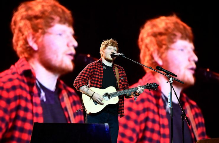 Ed Sheeran performs at Worthy Farm in Somerset during the Glastonbury Festival