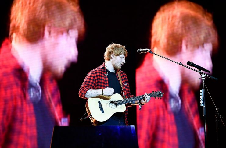 Ed Sheeran performs at Worthy Farm in Somerset during the Glastonbury Festival