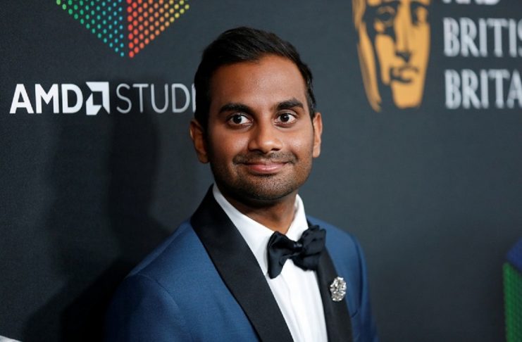 Comedian Aziz Ansari, Charlie Chaplin Britannia Award for Excellence In Comedy presented by Jaguar Land Rover honoree, poses at the AMD British Academy Britannia Awards in Beverly Hills