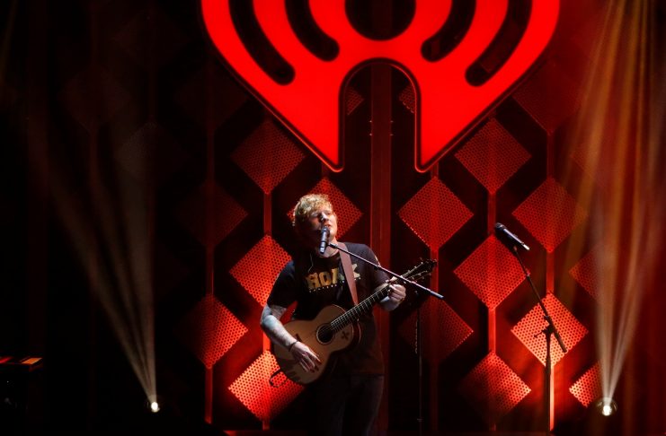 Sheeran performs during iHeartRadio Jingle Ball Tour at The Forum in Inglewood
