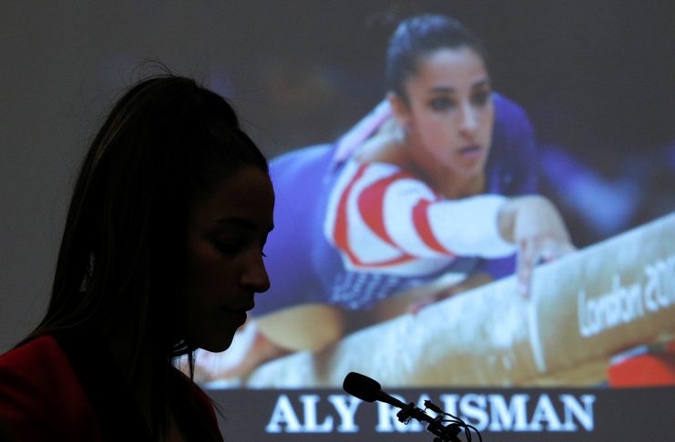 Victim and former gymnast Aly Raisman speaks at the sentencing hearing for Larry Nassar, a former team USA Gymnastics doctor who pleaded guilty in November 2017 to sexual assault charges, in Lansing