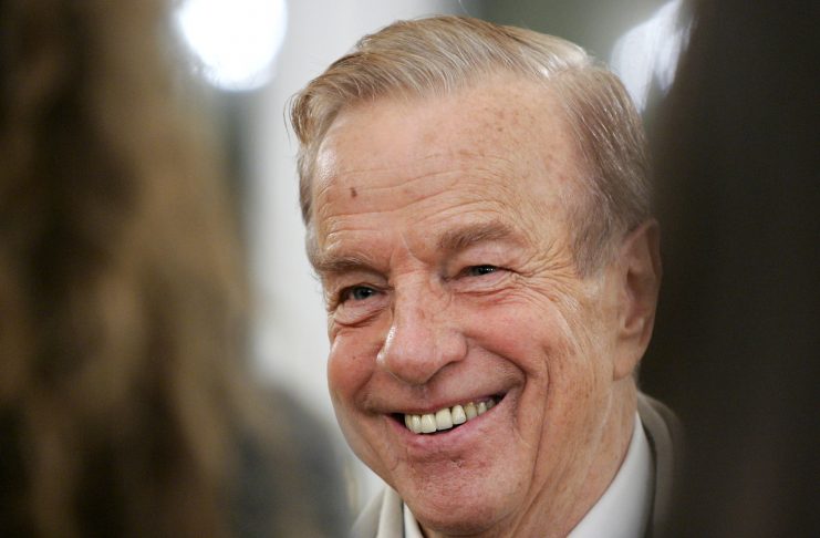 Italy’s film director Franco Zeffirelli smiles during a ceremony at the British Embassy in Rome Nove..