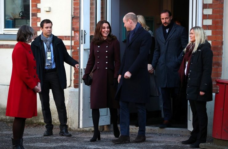 Britain’s Prince William and Catherine, Duchess of Cambridge, leave Hartvig Nissen School in Oslo