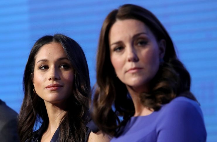 Britain’s Catherine, Duchess of Cambridge and Prince Harry’s fiancee Meghan Markle attend the first annual Royal Foundation Forum held at Aviva in London