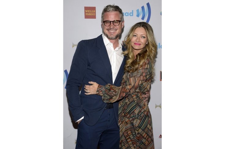 Actors Rebecca Gayheart and her husband Eric Dane attend the 25th annual GLAAD Media Awards in Beverly Hills