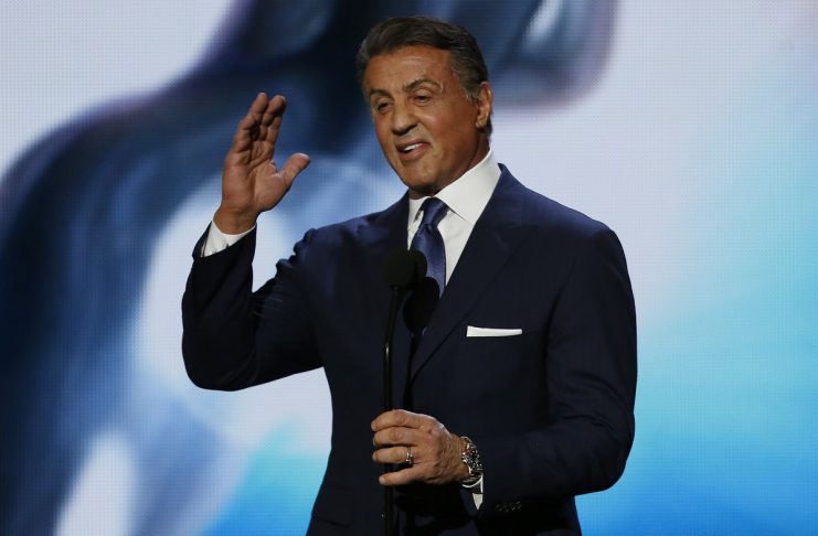 Actor Sylvester Stallone introduces a clip from the nominated film “Creed” at the 47th NAACP Image Awards in Pasadena