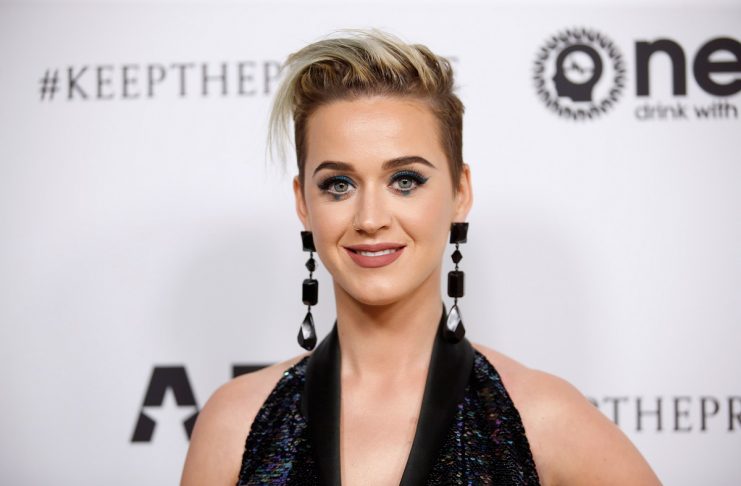 Singer Katy Perry poses at Elton John’s 70th Birthday and 50-Year Songwriting Partnership with Bernie Taupin benefiting the Elton John AIDS Foundation and the UCLA Hammer Museum at RED Studios Hollywood in Los Angeles