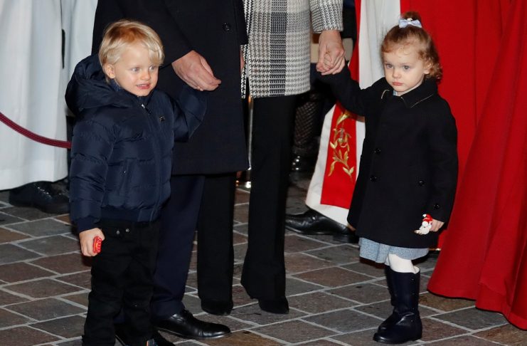 Prince Albert II of Monaco’s twins Prince Jacques and Princess Gabriella attend the traditional Sainte Devote celebration in Monaco