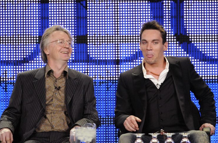 Executive producer, creator and writer Michael Hirst, and actor Jonathan Rhys Meyers answer questions during the Showtime panel for “The Tudors” at the Television Critics Association winter press tour in Los Angeles