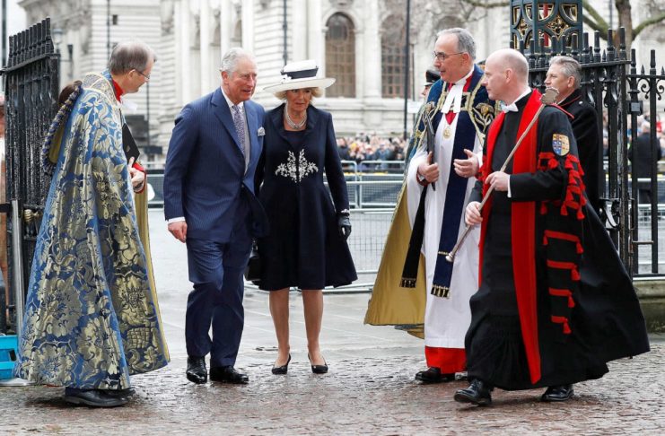 Britain’s Prince Charles and his wife Camilla arrive at the Commonwealth Service at Westminster Abbey in London