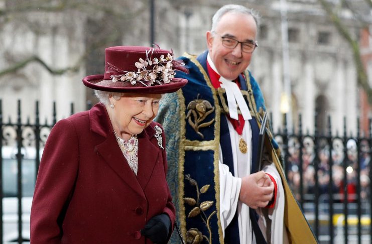 Britain’s Queen Elizabeth arrives at the Commonwealth Service at Westminster Abbey in London