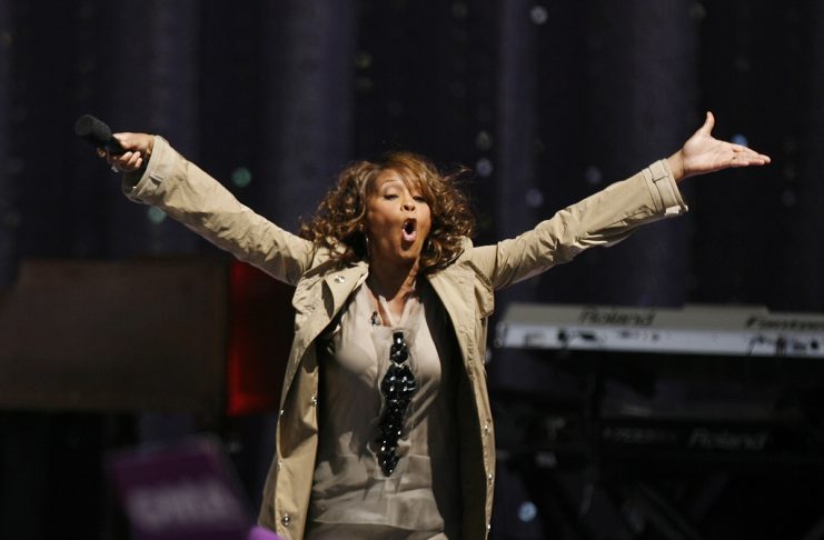 Singer Whitney Houston performs during a taping of Good Morning America on ABC in New York