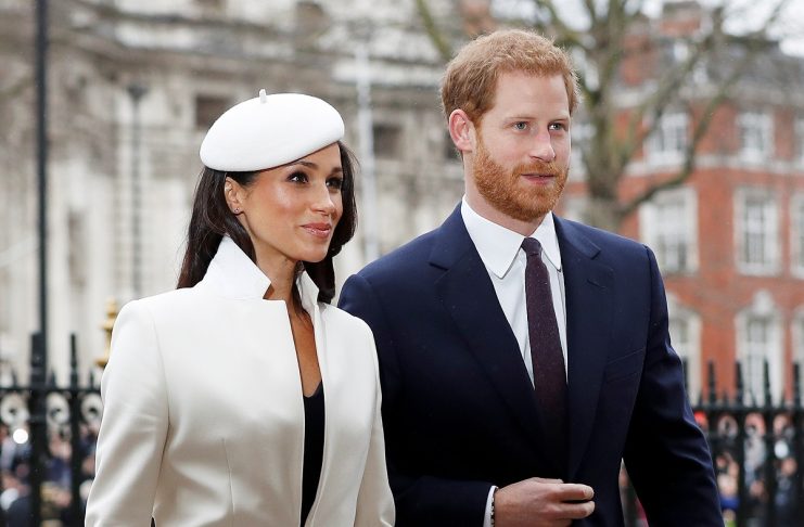 Britain’s Prince Harry and his fiancee Meghan Markle arrive at the Commonwealth Service at Westminster Abbey in London
