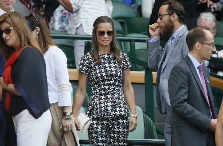 Pippa Middleton and James Middleton on Centre Court at the Wimbledon Tennis Championships in London