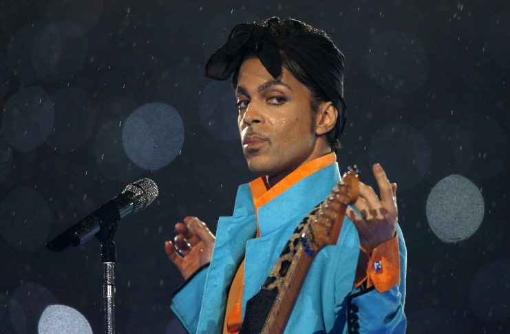 Prince performs during the halftime show of the NFL’s Super Bowl XLI football game in Miami