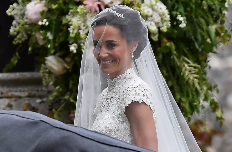 Pippa Middleton, the sister of Britain’s Catherine, Duchess of Cambridge, arrives for her wedding to James Matthews at St Mark’s Church in Englefield