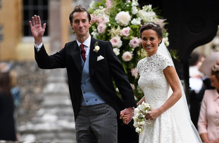 Pippa Middleton and her new husband James Matthews smile following their wedding ceremony at St Mark’s Church in Englefield