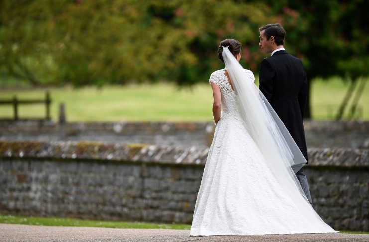 Pippa Middleton and her new husband James Matthews leave following their wedding ceremony at St Mark’s Church in Englefield