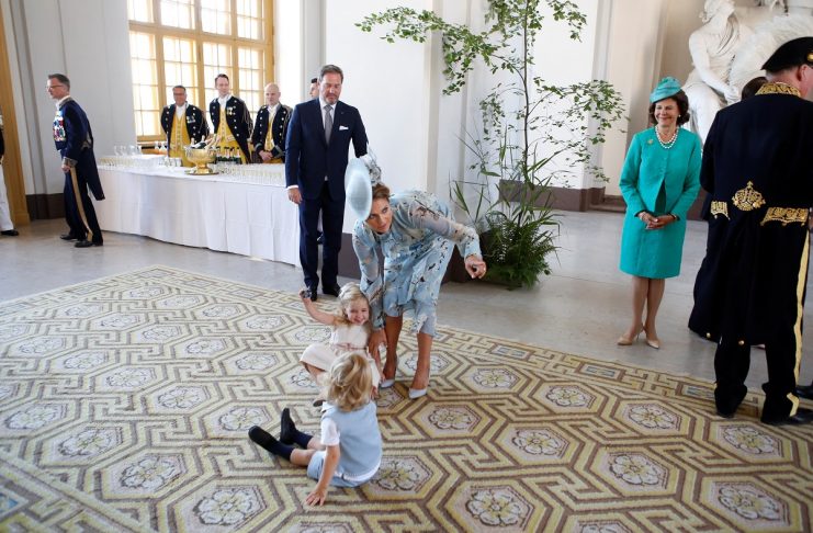 Princess Madeleine, Princess Leonore and Prince Nicolas gather in connection with Crown Princess Victoria’s 40th birthday, at the reception of Logarden in Stockholm