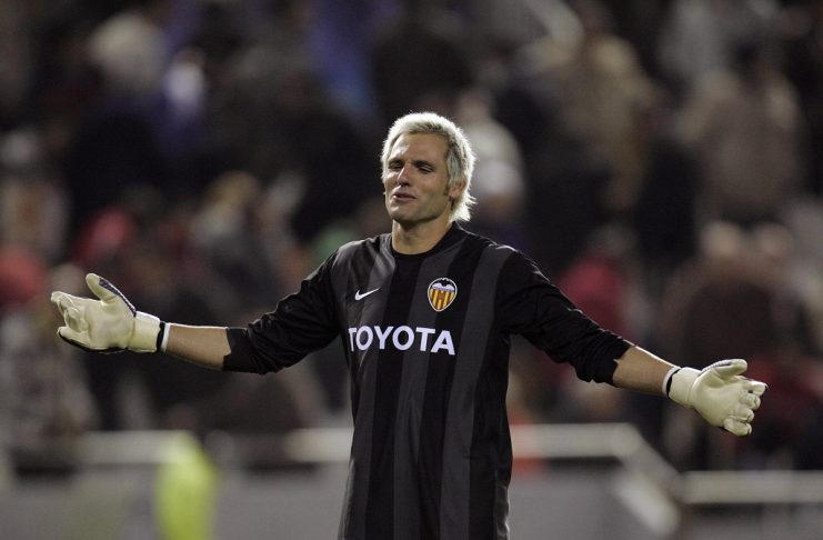 Valencia’s goalkeeper Canizares reacts at the end of the their Champions League Group B soccer match in Valencia