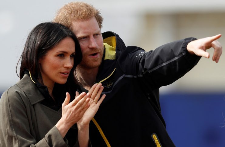 Britain’s Prince Harry, Patron of the Invictus Games Foundation, and Meghan Markle watch athletes at the team trials for the Invictus Games Sydney 2018 at the University of Bath Sports Training Village in Bath