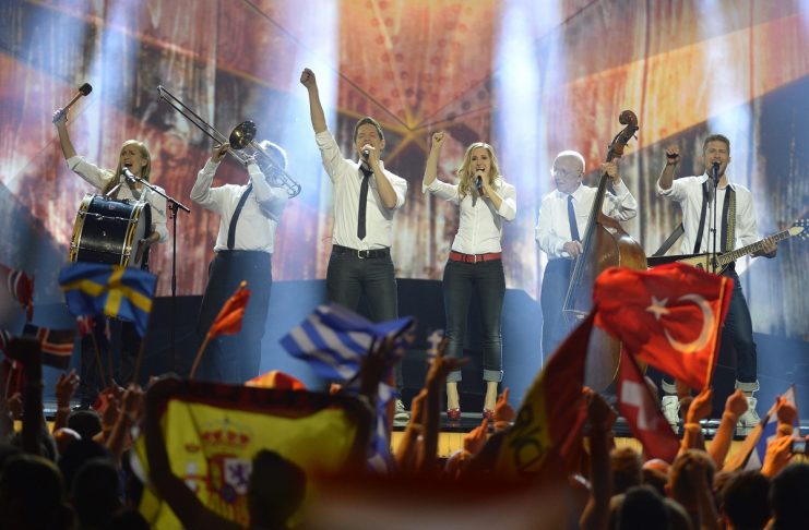 Switzerland’s band Takasa performs during the second semi-final of the 2013 Eurovision Song Contest in Malmo