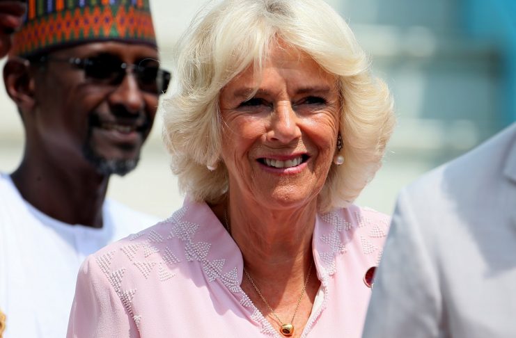 Britain’s Camilla, Duchess of Cornwall, is pictured upon arrival in Abuja