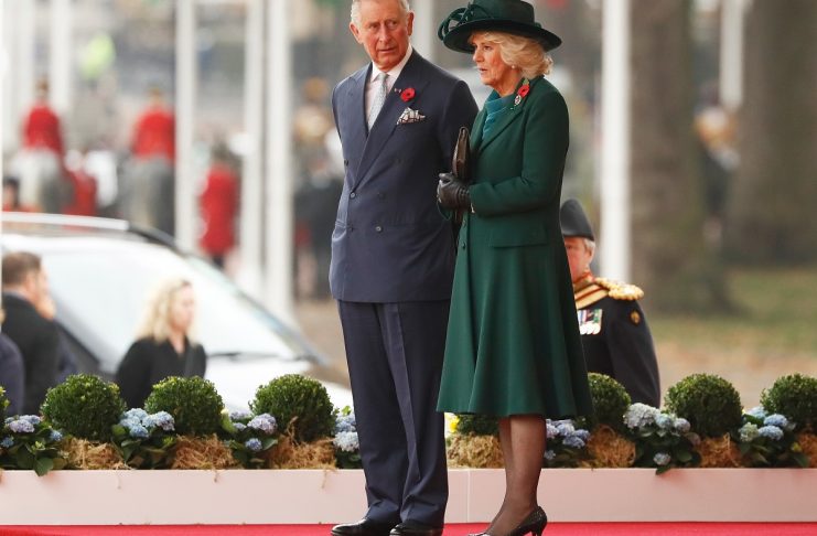 Britain’s Prince Charles and Camilla Duchess of Cornwall attend a ceremonial welcome at Horse Guards Parade for Colombia’s President Juan Manuel Santos and his wife Maria Clemencia de Santos, in central London