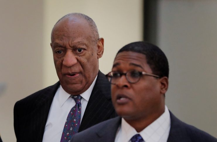 Actor and comedian Bill Cosby returns to the courtroom during the first day of his sexual assault retrial at the Montgomery County Courthouse in Norristown, Pennsylvania