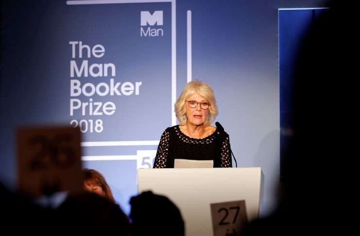 Britain’s Camilla, the Duchess of Cornwall addresses the guests during the Man Booker Prize for Fiction 2018