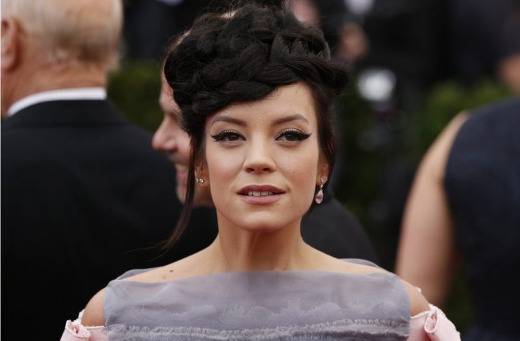 Singer Lily Allen arrives at the Metropolitan Museum of Art Costume Institute Gala Benefit celebrating the opening of “Charles James: Beyond Fashion” in New York