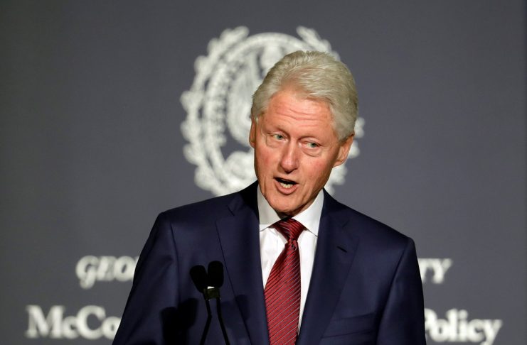 Former President Bill Clinton delivers a keynote address at Georgetown University in Washington