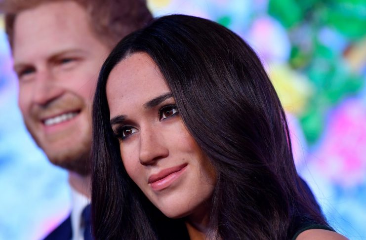 Waxwork models of Britain’s Prince Harry and his fiancee Meghan Markle are seen on display at Madame Tussauds in London
