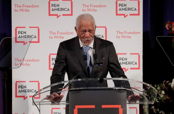 Actor Morgan Freeman speaks at the PEN America Literary Gala in New York
