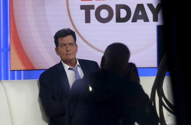 Actor Charlie Sheen is seen on the set of the NBC Today show prior to being interviewed by host Matt Lauer in New York