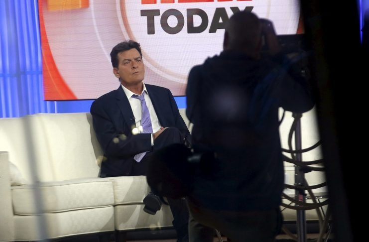 Actor Charlie Sheen is seen on the set of the NBC Today show prior to being interviewed by host Matt lauer in New York