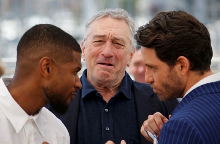 Cast members Robert De Niro, Edgar Ramirez and Usher Raymond IV pose during a photocall for the film “Hands of stone” out of competition at the 69th Cannes Film Festival in Cannes