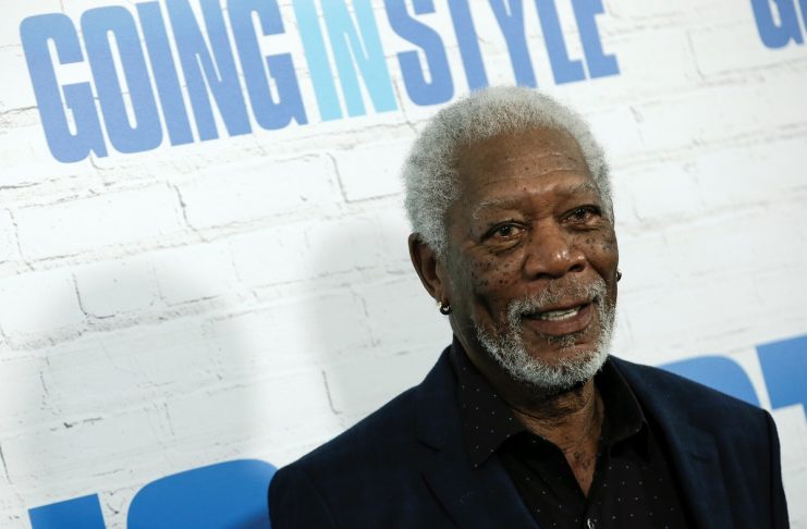 Actor Morgan Freeman poses on the red carpet as he arrives at the premiere of the film ‘Going In Style’ in New York