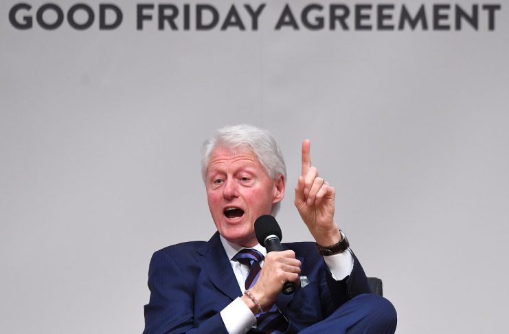 Bill Clinton attends  an event to celebrate the 20th anniversary of the Good Friday Agreement, in Belfast, Northern Ireland