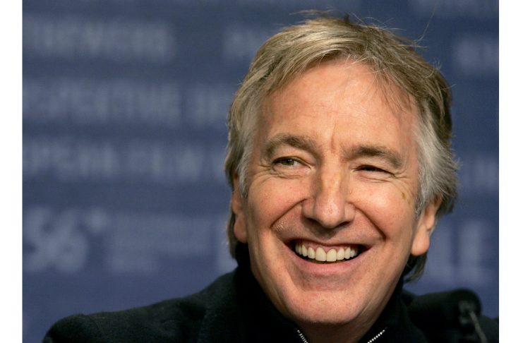 British actor Alan Rickman smiles during a news conference to promote his latest film ‘Snow Cake’, b..