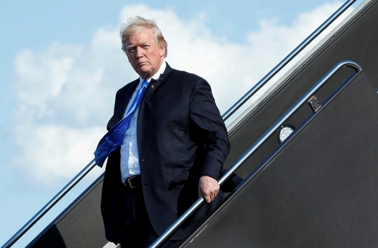 FILE PHOTO: President Donald Trump arrives at Newark International airport