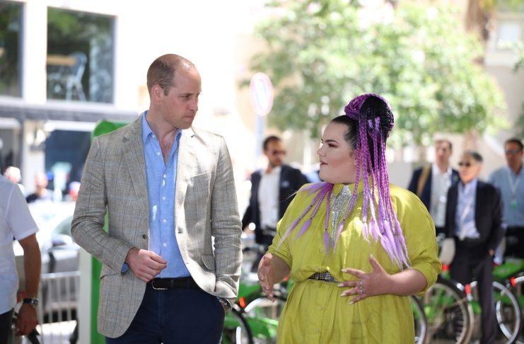 Britain’s Prince William meets the 2018 Eurovision winner Netta Barzilai during a visit to Tel Aviv