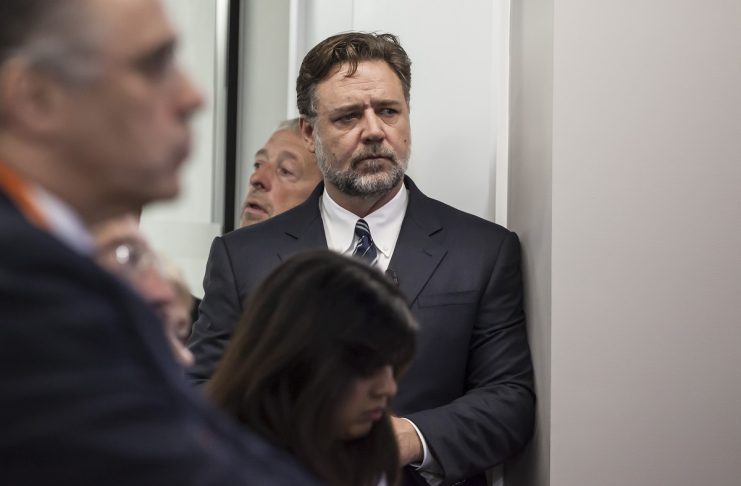 Actor Russell Crowe attends the 2016 Global Slavery Index at the London office of Gallup