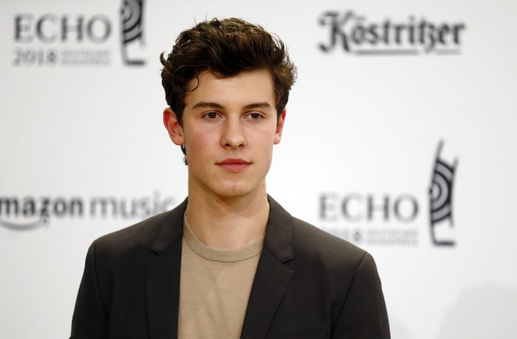 Canadian singer and composer Mendes poses on the red carpet during the 2018 Echo Music Award ceremony in Berlin