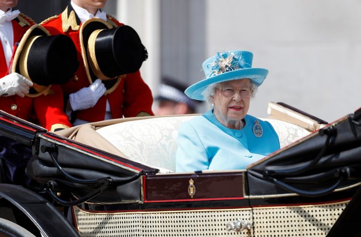 Britain’s Queen Elizabeth takes part in the Trooping the Colour parade in central London