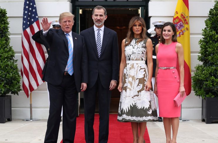 U.S. President Trump welcomes Spain’s King Felipe VI and Queen Letizia at the White House in Washington
