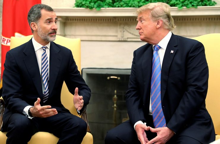 U.S. President Trump welcomes Spain’s King Felipe VI at the White House in Washington