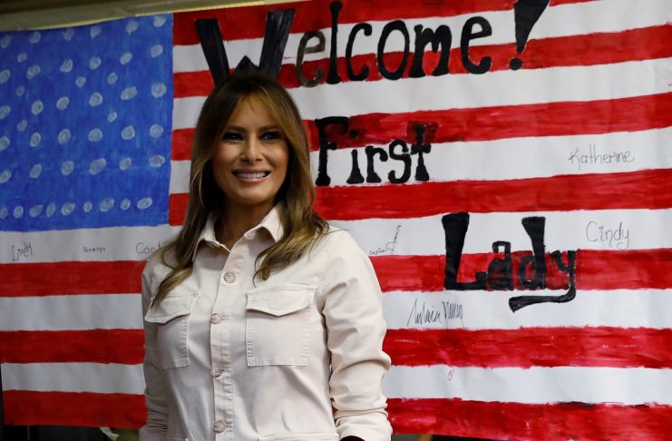 U.S. first lady Melania Trump tours a children’s center near the U.S.-Mexico border in McAllen, Texas
